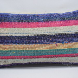 striped kilim pillow, bohemian kilim pillow, decorative kilim pillow, handmade kilim pillow, vintage pillow, 12x20 pillow cover , 2758