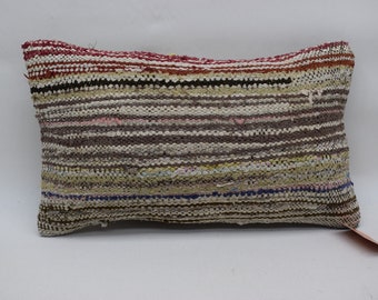striped kilim pillow, bohemian kilim pillow, red kilim pillow, lumbar kilim pillow, home decor pillow, 12x20 pillow cover , 2390
