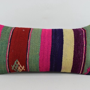 natural wool kilim pillow cover, ethnic pillow, throw pillow, turkish pillow, handmade wool pillow, home decor, 10x20 pillow cover , 2546