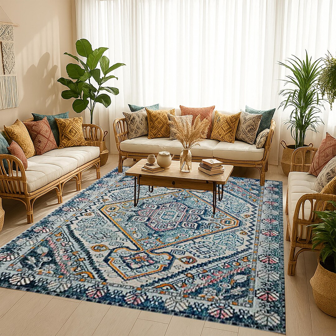 Vintage Boho Rug, Cottage Style Rug, Aesthetic Rug, Home Accent Rug ...