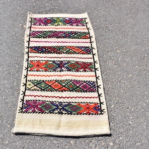 Turkish kilim rug, Vintage bohemian rug, Handmade small kilim rug, Doormat rug, Home decor, Decorative rug, Colorful rug, 2 x 3.9 ft, ML0488