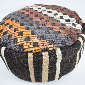 Home decor puffs, Oriental pillow, Moroccan style pouffe, Turkish kilim pouf, Handwoven pouf cover, Camping pouf, Throw pillow, code 53