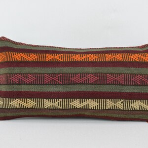 turkish kilim pillow, lumbar pillow cover, handwoven pillow, 10x20 boho pillow cover, turkish pillow, home decor pillow, lumbar pillow 2554