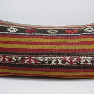 handmade kilim pillow, striped pillow, bedding pillow, home decor pillow, sofa pillow, aztec kilim pillow  12x24 cushion cover 3240