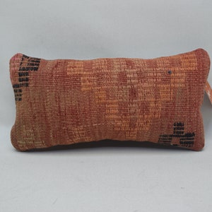 Cuscino kilim di lana intrecciato a mano, cuscino kilim turco, cuscino kilim decorativo, cuscino lombare, cuscino organico, copertura del cuscino 8 x 16 1188