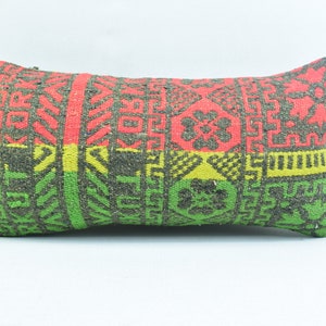 Lumbar kilim pillow, Bedding pillow, Anatolian pillow, Ethnic decor pillow, Antique pillow, Aztec pillow, 10x20 Kilim pillow cover, 3086