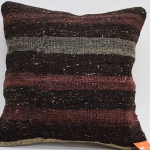 organic kilim pillow , ethnic pillow , bedding pillow , handmade kilim pillow , turkish pillow , sofa pillow  , 18x18 pillow cover , 3363