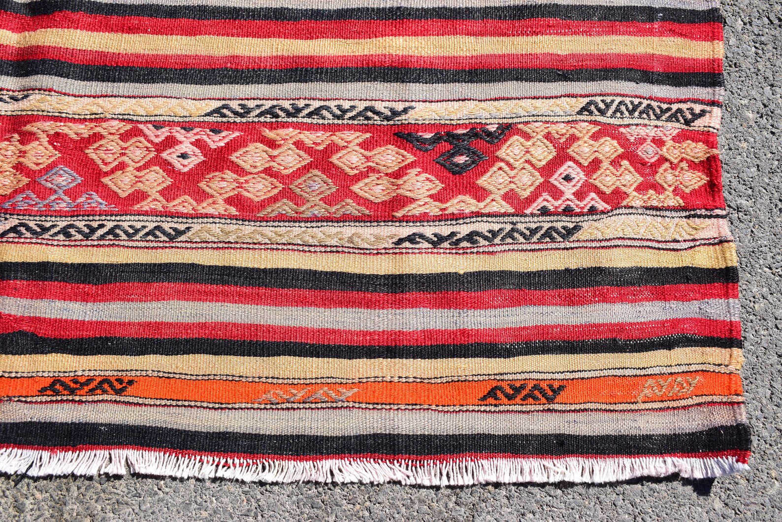 Turkish Large Rug Vintage Striped Kilim Rug Diningroom Rug Etsy