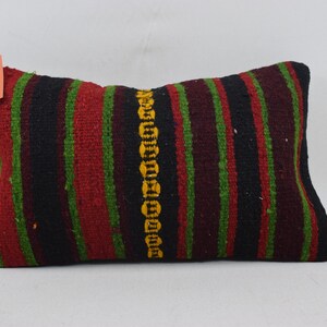 striped kilim pillow, bohemian kilim pillow, decorative kilim pillow, handmade kilim pillow, vintage pillow, 12x20 pillow cover , 3582