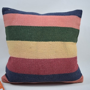 turkish kilim pillow, bohemian kilim pillow, home decor pillow, decorative kilim pillow, handmade wool pillow, 16x16 pillow cover, 10751
