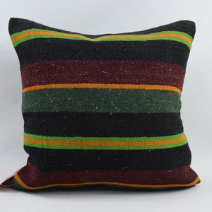 antique sofa kilim pillow, handwoven ethnic pillow, 18x18 decorative pillow cover, couch pillow, handmade throw pillow, cushion cover, 4853