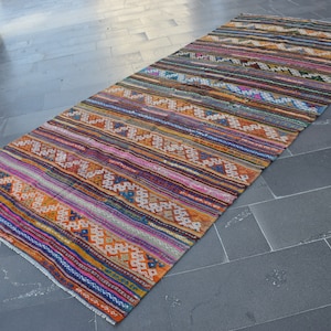 Small size kilim rug, Turkish doormat rug, Home decor, Vintage handmade rug, Wool kilim rug, Bohemian decor, Kilim, 5.2 ft x 11.9 ft, ML1016