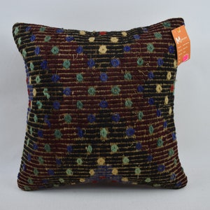 anatolian kilim pillow, geometric pillow, organic kilim pillow, bohemian pillow 16x16 turkey pillow, throw pillow, cushion cover 9870