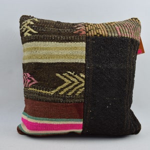 turkish kilim pillow, bohemian kilim pillow, home decor pillow, decorative kilim pillow, handmade pillow, 16x16 pillow cover , 9901