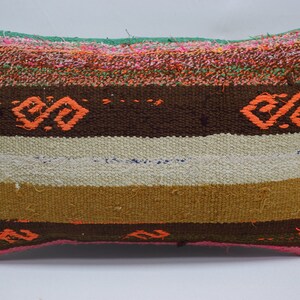 bohemian kilim pillow, tribal pillow, turkish pillow, sofa pillow, organic kilim pillow, ethnic pillow , 12x20 pillow cover , 2774