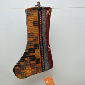 holiday decor vintage wool kilim stockings 11x18 fire place decor handmade christmas gift santa claus socks oriental socks Xmas decor 352