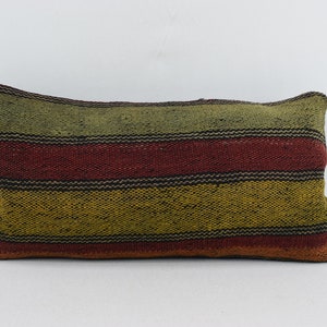 turkish kilim pillow, livingroom decor pillow, handwoven body pillow, 10x20 turkish pillow, home decor pillow, sofa lumbar pillow 2707