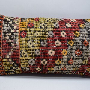 turkish kilim pillow , home decor pillow , bedding pillow , boho decor pillow , cecim pillow , lumbar pillow , 10x20 cushion cover , 2318