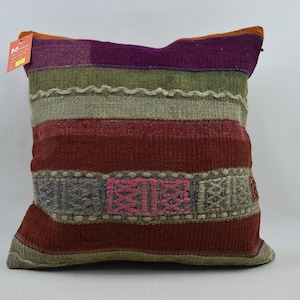 patio decor kilim pillow cover, anatolian pillow, decorative pillow, throw pillow, corner pillow, nomadic pillow, 20x20 pillow cover 4025
