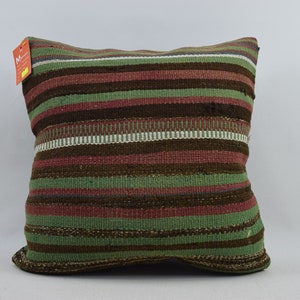 striped kilim pillow, bohemian sofa pillow, turkish pillow, kelim kissen, decorative pillow, bench decor pillow , 20x20 pillow cover 4022