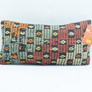 Cuscino kilim turco, cuscino kilim Boho, cuscino kilim etnico, cuscino kilim di lana intrecciato a mano, cuscino lombare, copertura del cuscino 8x16 436