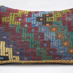 multicolor pillow, kilim lumbar pillow, bohemian pillow, sofa pillow, turkish pillow, tribal pillow, boho pillow 16x24 pillow cover 2100