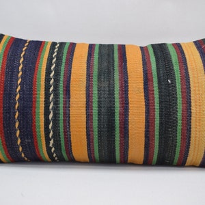 rustic pillow , turkish kilim pillow , decorative pillow , lumbar pillow  , handmade wool pillow , kelim kissen , 10x20 pillow cover , 1984
