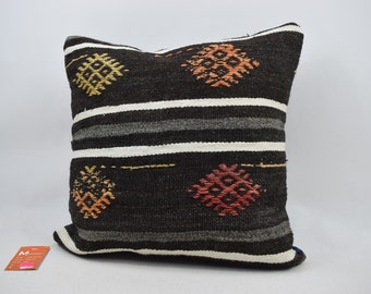 organic kilim pillow, ethnic decor pillow, bedding pillow, handmade pillow, turkish pillow, aztec sofa pillow, 18x18 pillow cover, 4489