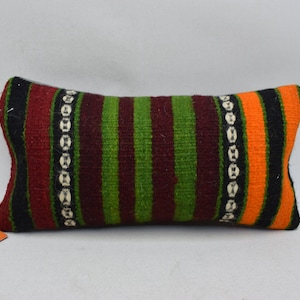 Ethnic decor kilim pillow, Bohemian pillow, Turkish pillow, Sofa pillow, Boho home decoration Wool Pillow 8 x 16 pillow cushion cover 936