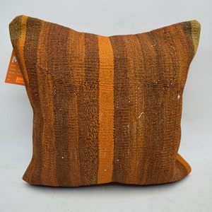 Striped kilim pillow case, Bohemian kilim pillow, Throw pillow, 16x16 handcraft pillow, Coastal pillow, Aztec pillow, Cushion cover, 11538