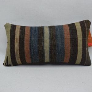Cuscino turco, cuscino Kilim, cuscino fatto a mano, casa Boho, cuscino di lana, cuscino a strisce, cuscino lombare Boho, copertura del cuscino 8x16 1192