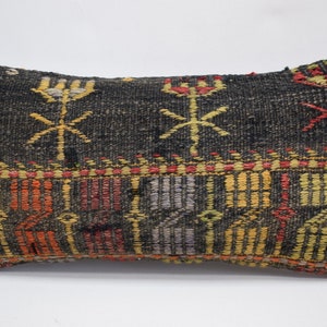rustic pillow , turkish kilim pillow , decorative pillow , lumbar pillow  , handmade wool pillow , kelim kissen , 10x20 pillow cover , 1972