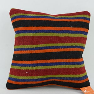 cuscino kilim turco, cuscino kilim a righe, cuscino da tiro 14x14 cuscino kilim arredamento boho, cuscino da tiro, cuscino di lana, copertura del cuscino 1642