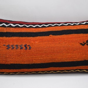 turkish kilim pillow , handwoven pillow , oriental pillow , bedding decor , lumbar pillow , rustic pillow , 10x20 cushion cover , 2220