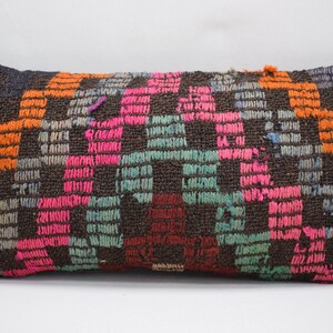 bohemian kilim pillow, natural wool pillow, throw pillow, decorative pillow , ethnic pillow, lumbar kilim pillow , 10x20 pillow cover 2199