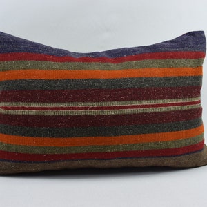 couch pillow, kilim pillow, boho pillow, turkish pillow, handwoven pillow, livinroom decor, home decor pillow, 16x24 pillow cover, 2755
