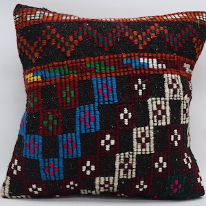 turkish kilim pillow, bohemian kilim pillow, home decor pillow, decorative kilim pillow, handmade pillow, 16x16 pillow cover , 7981