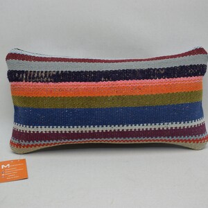 Cuscino kilim per l'arredamento della casa, cuscino kilim Boho, cuscino kilim in lana naturale, cuscino kilim in lana intrecciata a mano, cuscino 8 x 16, fodera per cuscino, 1146