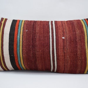 rustic pillow , turkish kilim pillow , decorative pillow , lumbar pillow  , handmade wool pillow , kelim kissen , 10x20 pillow cover , 2004
