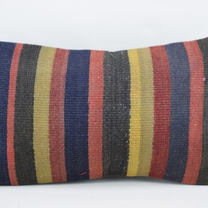 anatolian kilim pillow cover, striped pillow, turkish pillow, kelim kissen, handmade wool pillow, sofa pillow, 12x20 pillow cover , 3254
