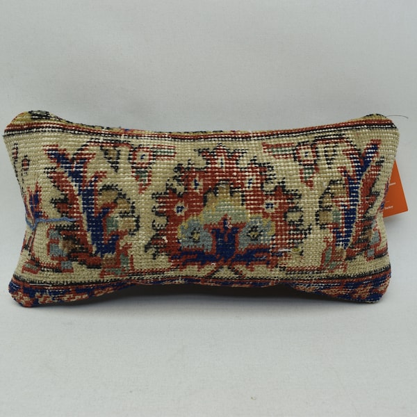 Turkish rug pillow, Handmade pillow, Rug pillow decor, Boho home design, Sofa pillow, Rug pillow, Ottoman pillow, 8 x 16 Pillow cover, 902