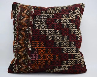 tribal kilim pillow, bedding pillow, bench pillow, lumbar kilim pillow, boho decor pillow, wedding pillow 24x24 cushion cover 1745