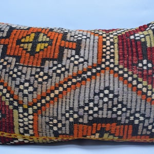 kilim pillow, lumbar pillow, bohemian pillow, geometric pillow, turkish pillow, tribal pillow / boho pillow 16x24 pillow cover / 1743