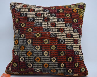 vintage kilim pillow, turkish pillow, handmade pillow, home decor pillow, organic kilim pillow, floor kilim pillow, 20x20 pillow cover 3241