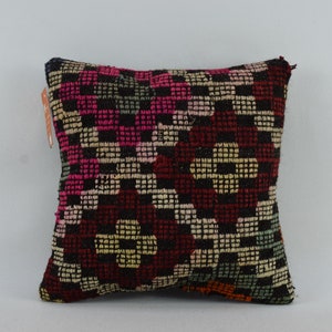 cuscino turco cecim kilim, cuscino da tiro, cuscino decorativo geometrico, cuscino da tiro, cuscino boho, cuscino in lana fatto a mano 14x14 copertura cuscino 1747