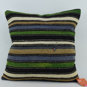 striped kilim pillow, turkish kilim pillow 18x18 decorative kilim pillow, ethnic pillow, natural pillow, home decor cushion cover 4222