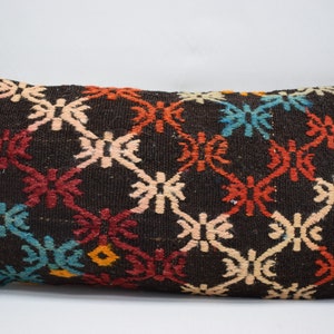 ethnic kilim pillow, aztec kilim pillow, tribal pillow, throw pillow, lumbar pillow, handmade kilim pillow , 12x24 pillow cover , 3483