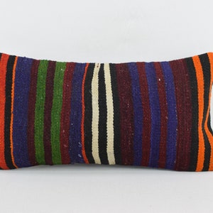 home decor kilim pillow cover , bedding pillow , lumbar pillow , throw pillow , striped pillow , rustic pillow , 10x20 pillow cover , 2473