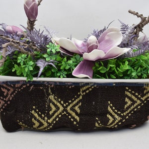 Plant covers, Round storage basket, Vintage kilim plant holder, Decor plant cover, Housewarming gift, 6 x 16 inches planter pot case 342