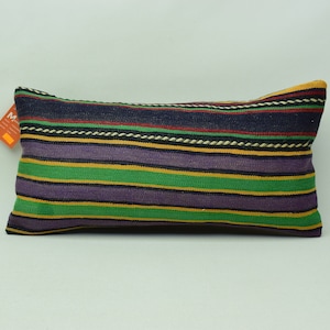 Decorative kilim pillow, Turkish kilim pillow, Sofa pillow, 12x24 Throw pillow, Ethnic pillow, Anatolian pillow, Cushion cover, 4991